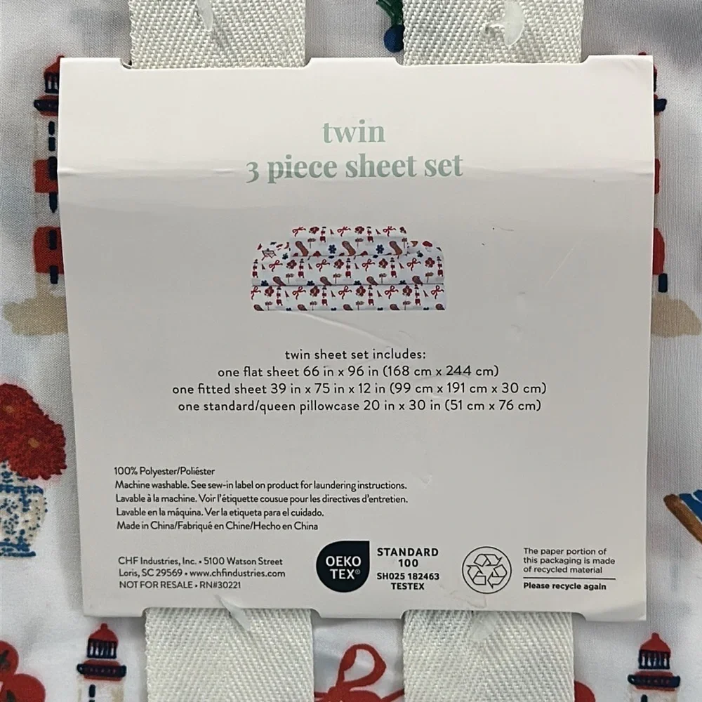 NWT Peri Home Beach Themed Twin Sheets